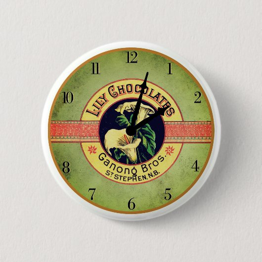 Art nouveau chocolade reclameklok ronde button 5,7 cm (Voorkant)