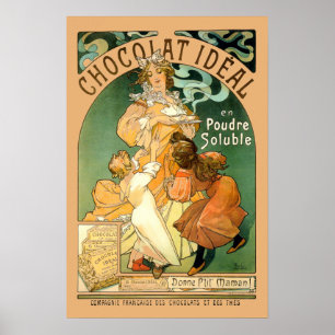 Art Nouveau chocoladereclame uit de oude doos van Poster