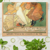  Art Nouveau Chocolate en Alphonse Mucha Theedoek (Gevouwen)