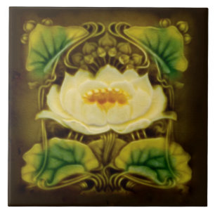 Art Nouveau Chocolate Marsden Majolica Floral Tile Tegeltje