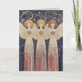 Art Nouveau Christmas Angels Wenskaart Kaart