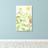 Art Nouveau, Chrysanthema's in een tuin Canvas Afdruk (Insitu (Houten vloer))