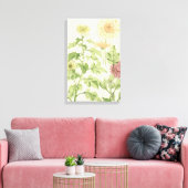 Art Nouveau, Chrysanthema's in een tuin Canvas Afdruk (Insitu (Woonkamer))