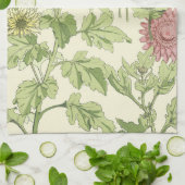  Art Nouveau, Chrysanthema's in een tuin Theedoek (Gevouwen)