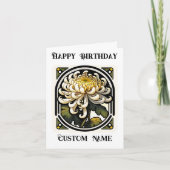 Art Nouveau Chrysanthemum November Geboorte bloem Kaart (Voorkant)
