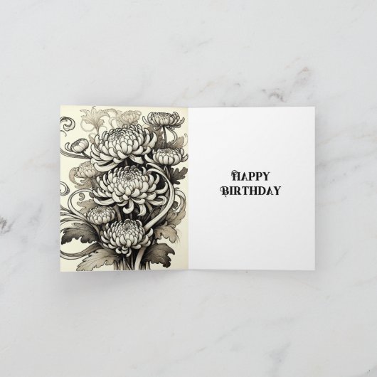 Art Nouveau Chrysanthemum November Geboorte bloem Kaart (Binnen)