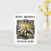 Art Nouveau Chrysanthemum November Geboorte bloem Kaart (Gele Bloem)