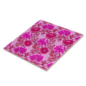 Art Nouveau Chrysanthemums, Bourgogne en roze Tegeltje (Zijkant)