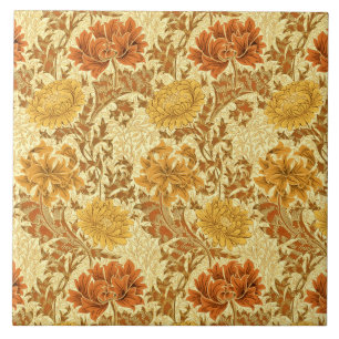 Art Nouveau Chrysanthemums, Mustard Gold Tegeltje