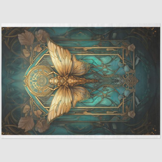 Art Nouveau Cicada 1 Decoupage papier (Voorkant)