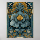 Art Nouveau Circus Poster in Blue and Yellow (Voorkant)