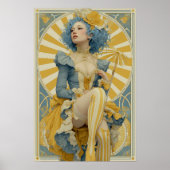 Art Nouveau Circus Poster in Blue and Yellow (Voorkant)