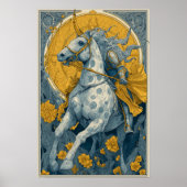 Art Nouveau Circus Poster in Blue and Yellow (Voorkant)