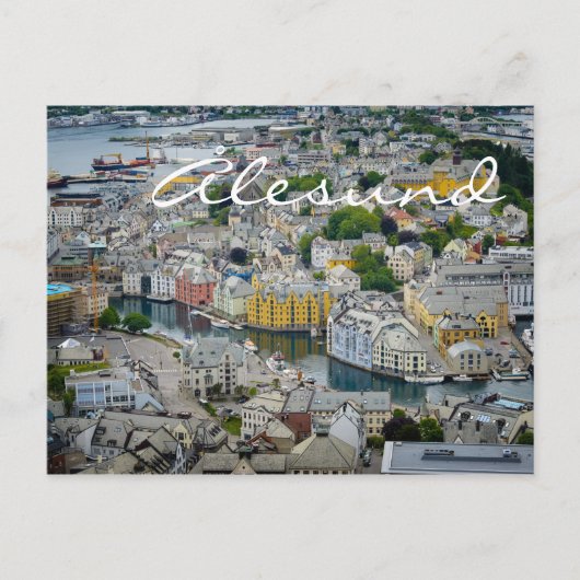 Art Nouveau City Alesund, briefkaart Noorse tekst (Voorkant)