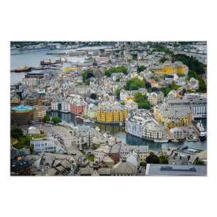 Art Nouveau City Alesund, foto van Noorwegen Afdruk