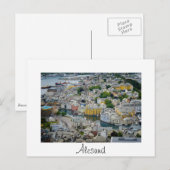 Art Nouveau City Alesund White text briefkaart (Voorkant / Achterkant)