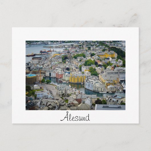 Art Nouveau City Alesund White text briefkaart (Voorkant)