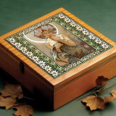 Art Nouveau Clair de Lune Mucha Edelweiss Bloemen Tegeltje