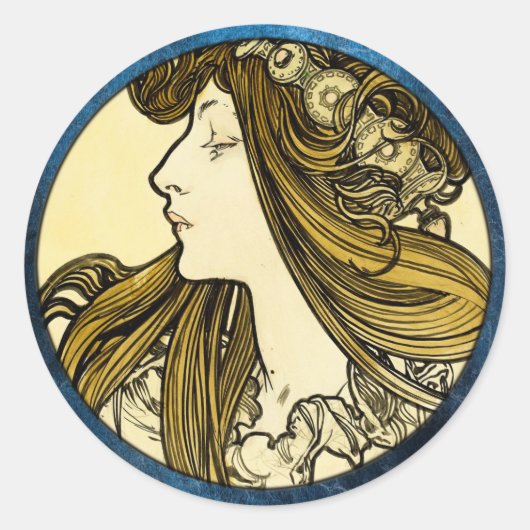 Art Nouveau Classic Round Sticker (Voorkant)