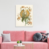  Art Nouveau, Cockato Bird, Orchid Flowers Canvas Afdruk (Insitu (Woonkamer))