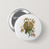  Art Nouveau, Cockato Bird, Orchid Flowers Ronde Button 5,7 Cm (Voorkant /achterkant)