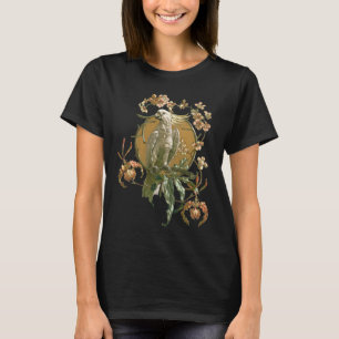 Art Nouveau, Cockato Bird, Orchid Flowers T-shirt