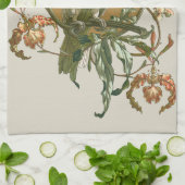  Art Nouveau, Cockato Bird, Orchid Flowers Theedoek (Gevouwen)