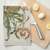  Art Nouveau, Cockato Bird, Orchid Flowers Theedoek (Quarter Fold)