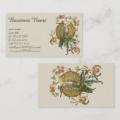  Art Nouveau, Cockato Bird, Orchid Flowers Visitekaartje (Voorkant / Achterkant)