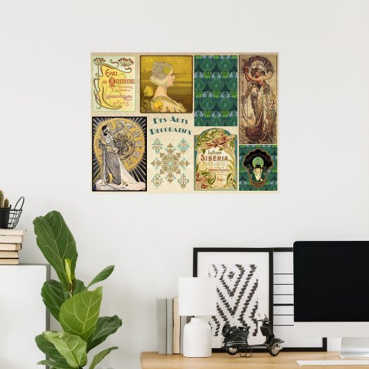 Art Nouveau collage Poster (Thuiskantoor)