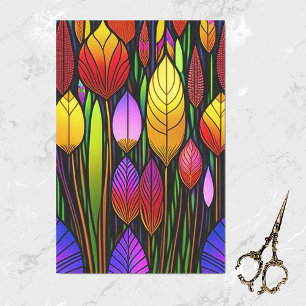 Art Nouveau Colorful Cattails Artwork Tissuepapier