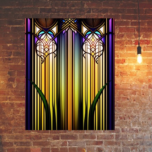 Art Nouveau Colorful Glas in lood Artwork Poster