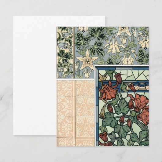  Art Nouveau, Columbine Aquilegia Flowers (Voorkant / Achterkant)