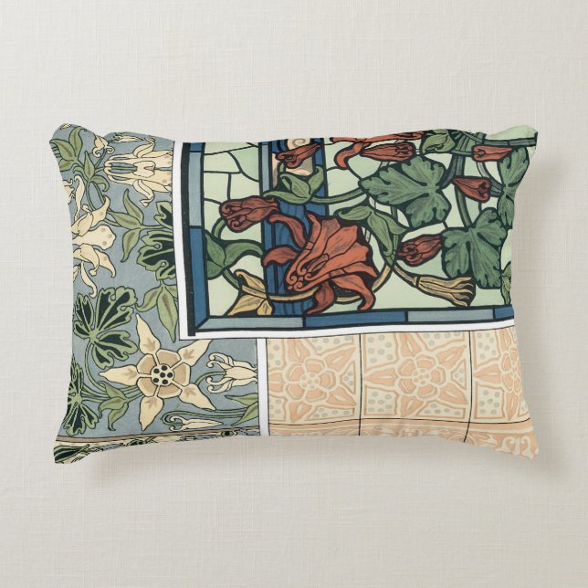  Art Nouveau, Columbine Aquilegia Flowers Accent Kussen (Voorkant)