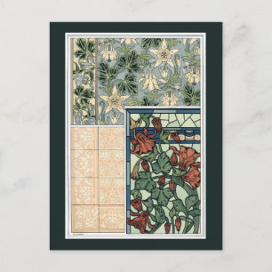 Art Nouveau, Columbine Aquilegia Flowers Briefkaart