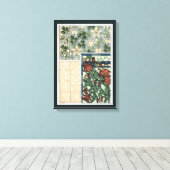 Art Nouveau, Columbine Aquilegia Flowers Canvas Afdruk (Insitu (Houten vloer))