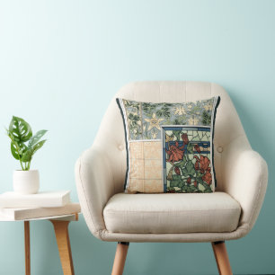 Art Nouveau, Columbine Aquilegia Flowers Kussen