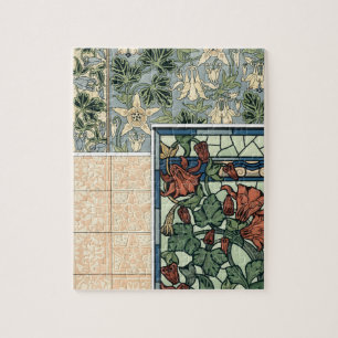  Art Nouveau, Columbine Aquilegia Flowers Legpuzzel