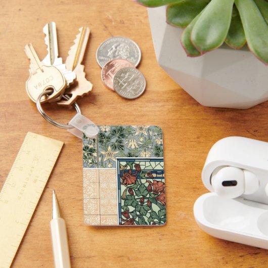 Art Nouveau, Columbine Aquilegia Flowers Sleutelhanger (Bureau)