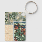 Art Nouveau, Columbine Aquilegia Flowers Sleutelhanger (Achterkant)