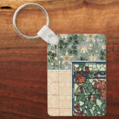 Art Nouveau, Columbine Aquilegia Flowers Sleutelhanger (Voorkant)