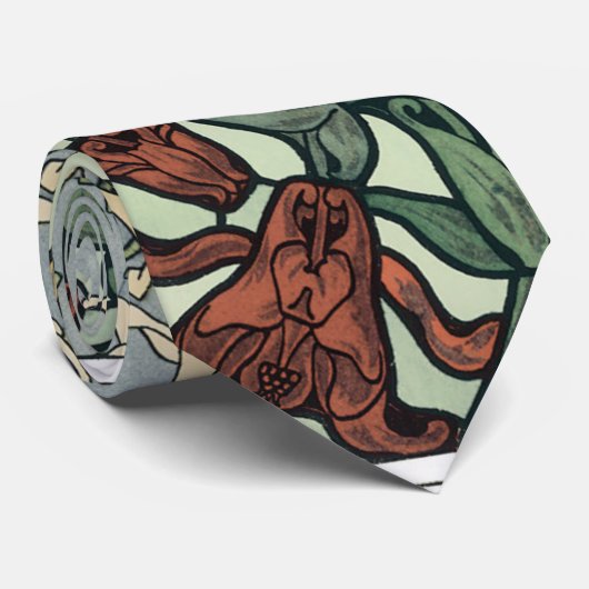  Art Nouveau, Columbine Aquilegia Flowers Stropdas (Opgerold)