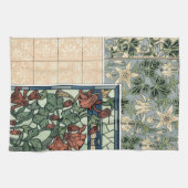  Art Nouveau, Columbine Aquilegia Flowers Theedoek (Horizontaal)