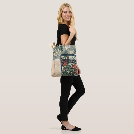  Art Nouveau, Columbine Aquilegia Flowers Tote Bag (Op model)