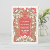 Art Nouveau Columbine Delicacy Wedding Kaart (Staand voorkant)