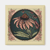 Art Nouveau Coneflower Magnet (Voorkant)