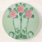  Art Nouveau Crackle Glaze Finish Round Zandsteen Onderzetter (Voorkant)