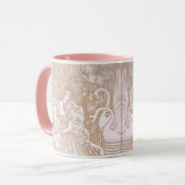  Art Nouveau Cream Bloemen Vrouw & Zwanen Mok (Voorkant links)