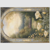 Art Nouveau Cream Bloemenblauw n Goud Ephemera 2A Tissuepapier (Voorkant)