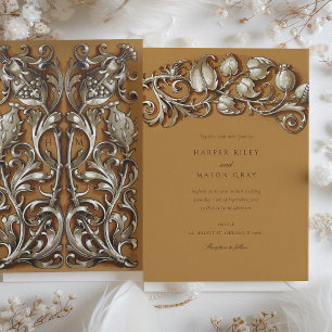 Art Nouveau Cream Elegance Bruiloft Kaart